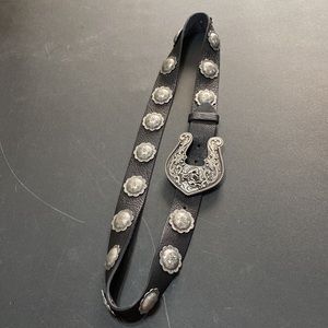 Vintage Double D Ranchwear Black Concho Belt WITHOUT Bronc Rider Buckle; Size 40